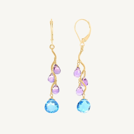 Delphine Blue Topaz & Amethyst Earrings Jewelmak Shop