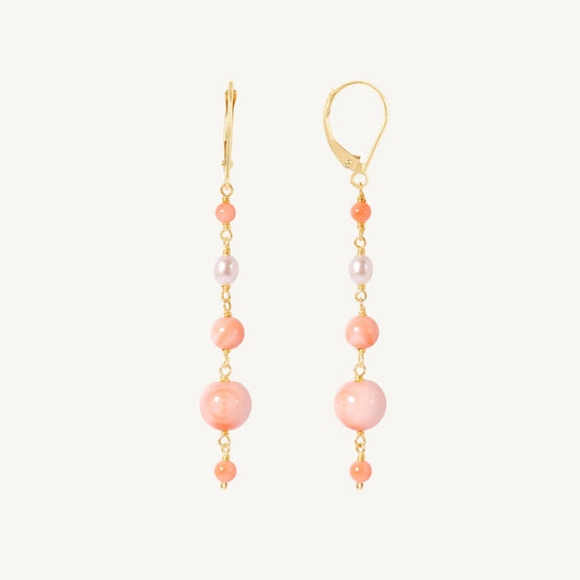 Strawberry Sorbet Coral & Pearl Earrings Jewelmak Shop