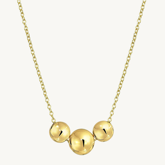 14K Three Balls Necklace 18" Jewelmak Shop