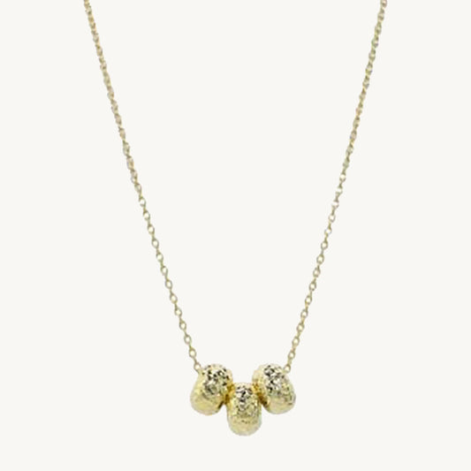 14K Three Diamond Cut Rondelle Necklace 18" Jewelmak Shop