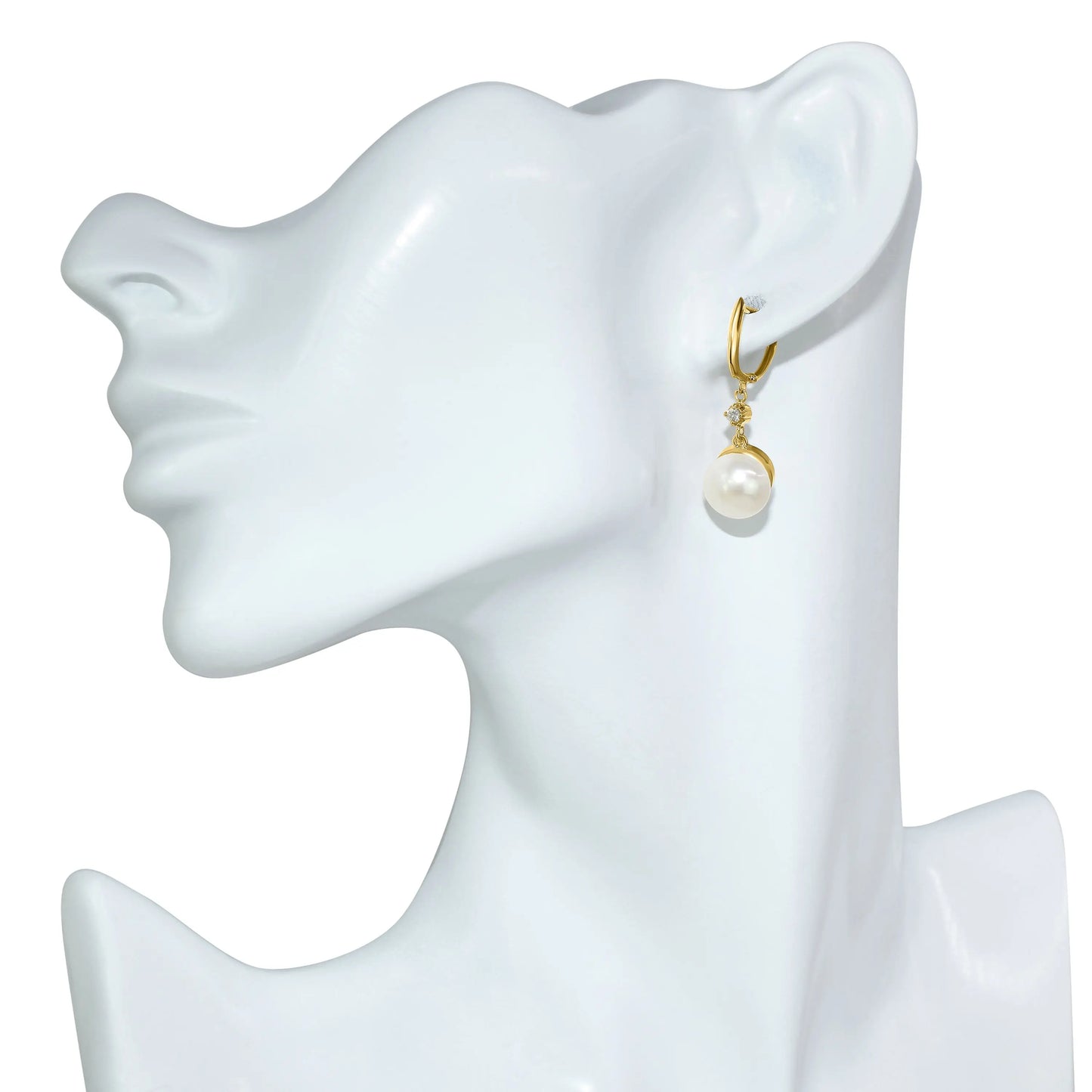 14k White Pearl Dia Hoop Earring Jewelmak Shop