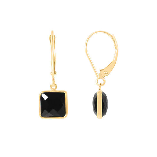 14k Yellow Gold Black Onyx Bezel Leveback Earrings Jewelmak Shop