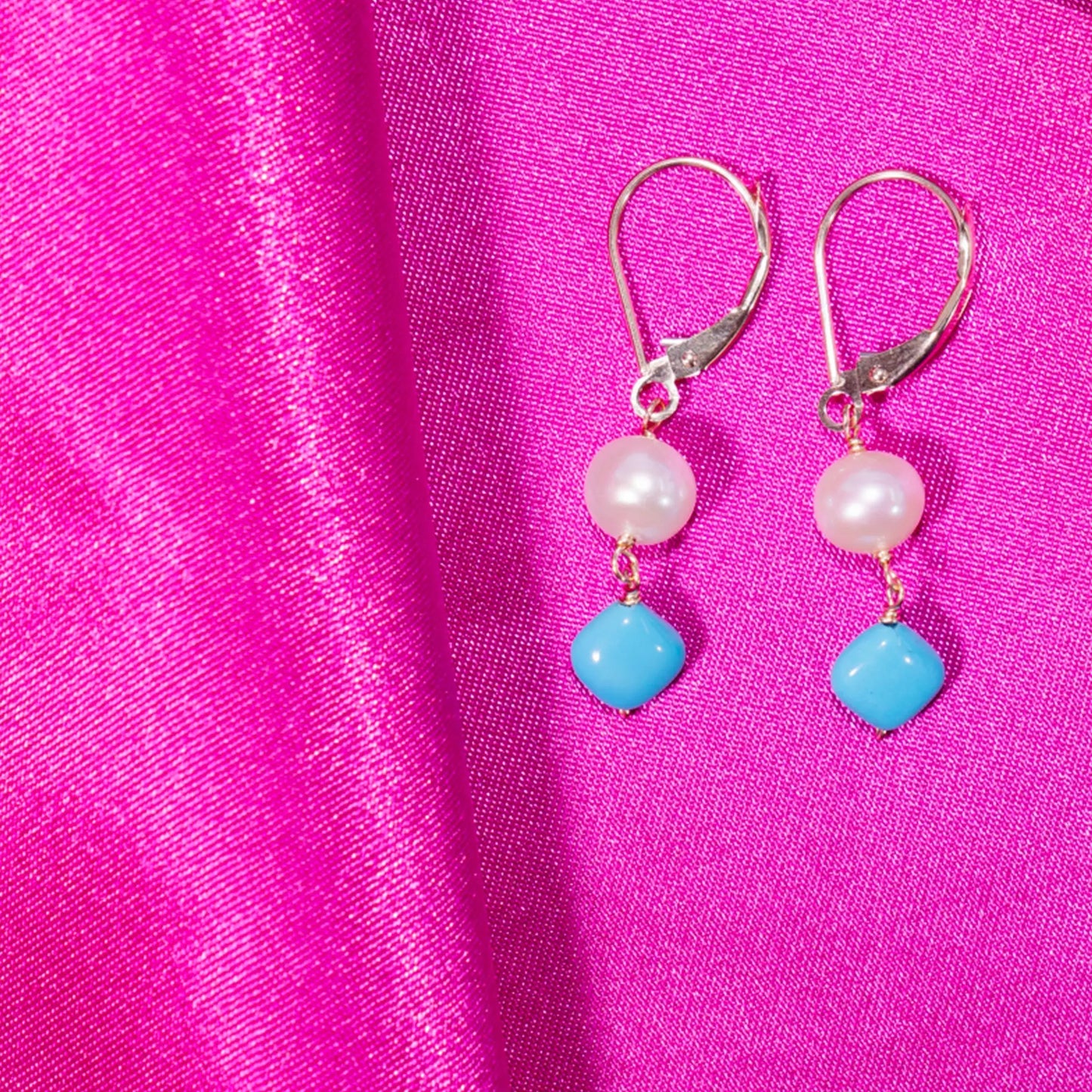 Abriella Tuquoise & Pearl Earrings Jewelmak Shop
