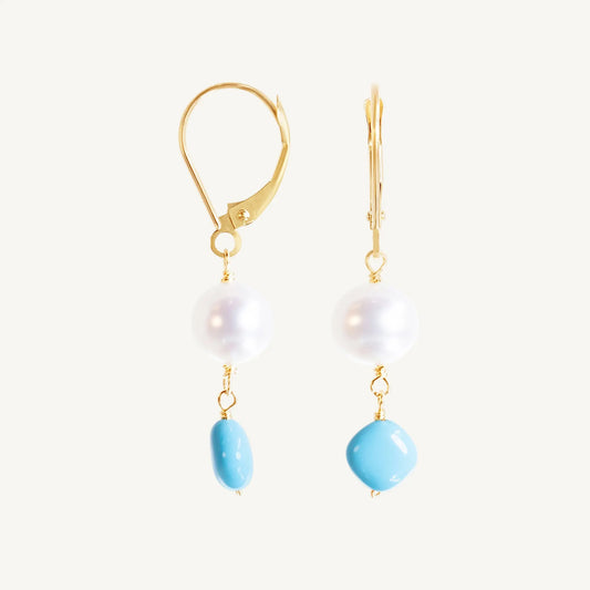 Abriella Tuquoise & Pearl Earrings Jewelmak Shop