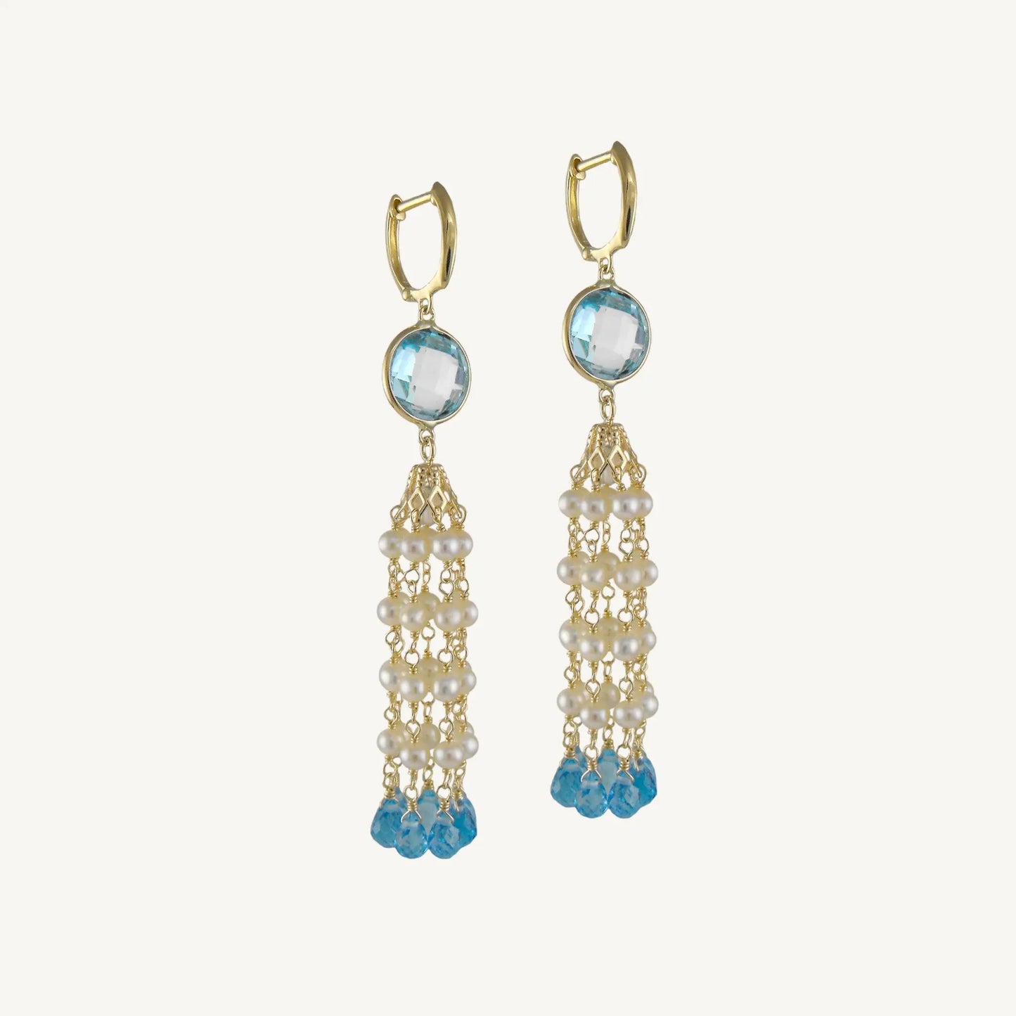 Allison Blue Topaz & Pearl Earrings Jewelmak Shop