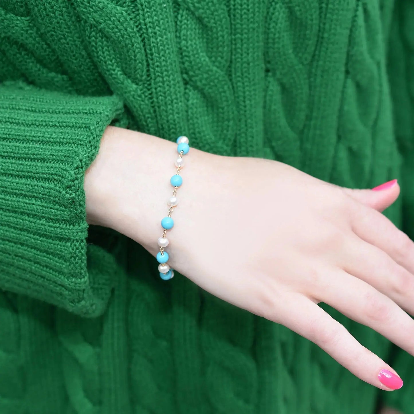 Aubrey Pearl & Turquoise Bracelet Jewelmak Shop