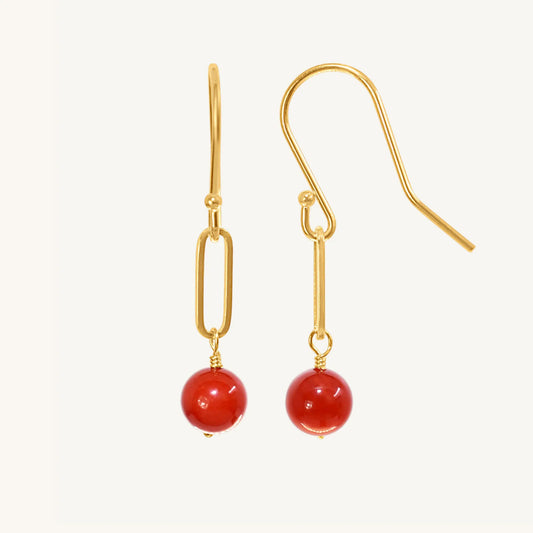 Avril Red Coral Paperclip Earrings Jewelmak Shop
