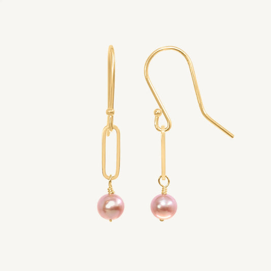Baylor Pink Pearl Paperclip Earrings Jewelmak Shop