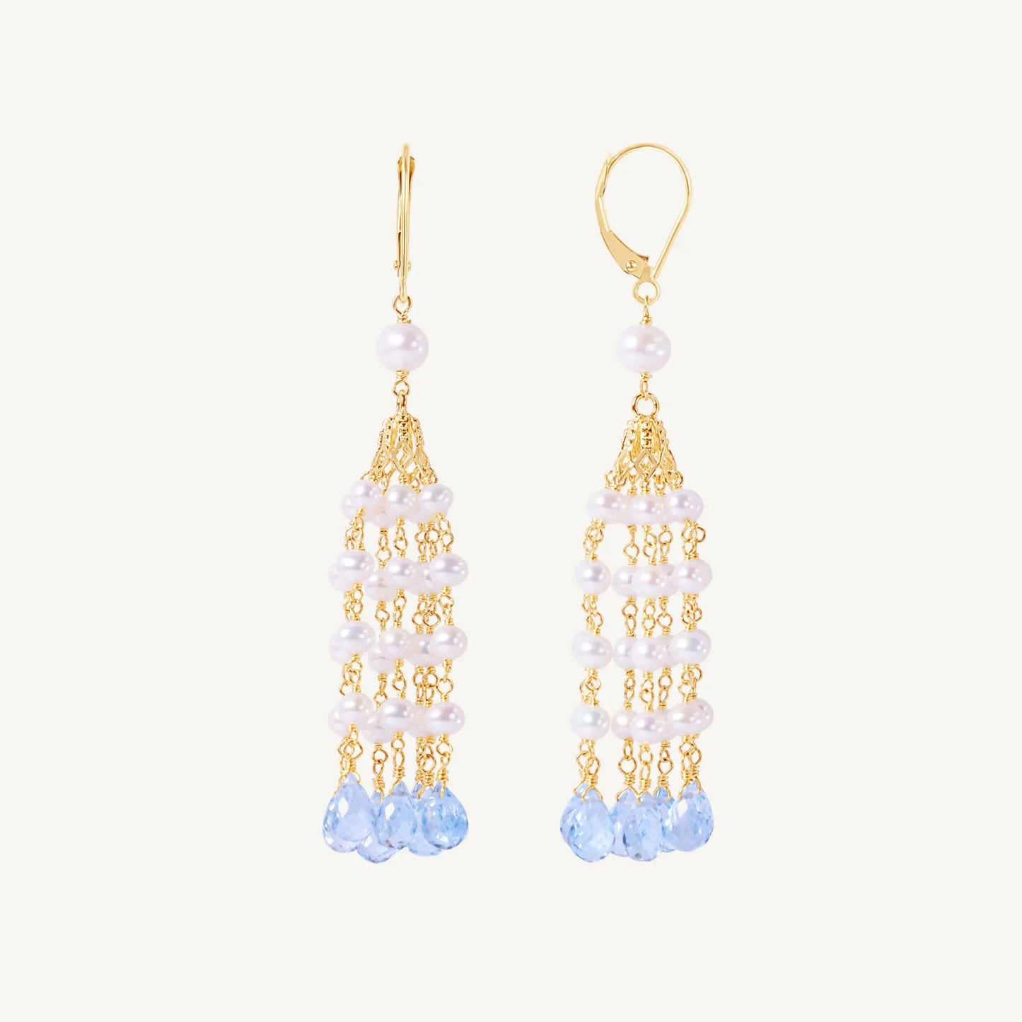 Bobbi Pearl & Blue Topaz Earrings Jewelmak Shop