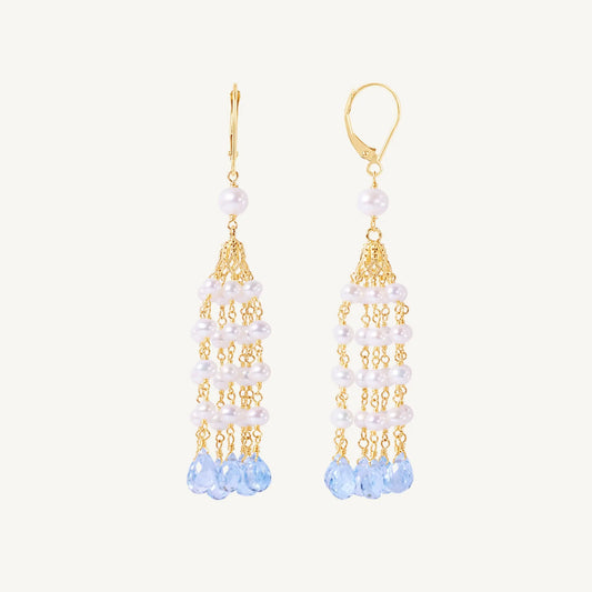 Bobbi Pearl & Blue Topaz Earrings Jewelmak Shop