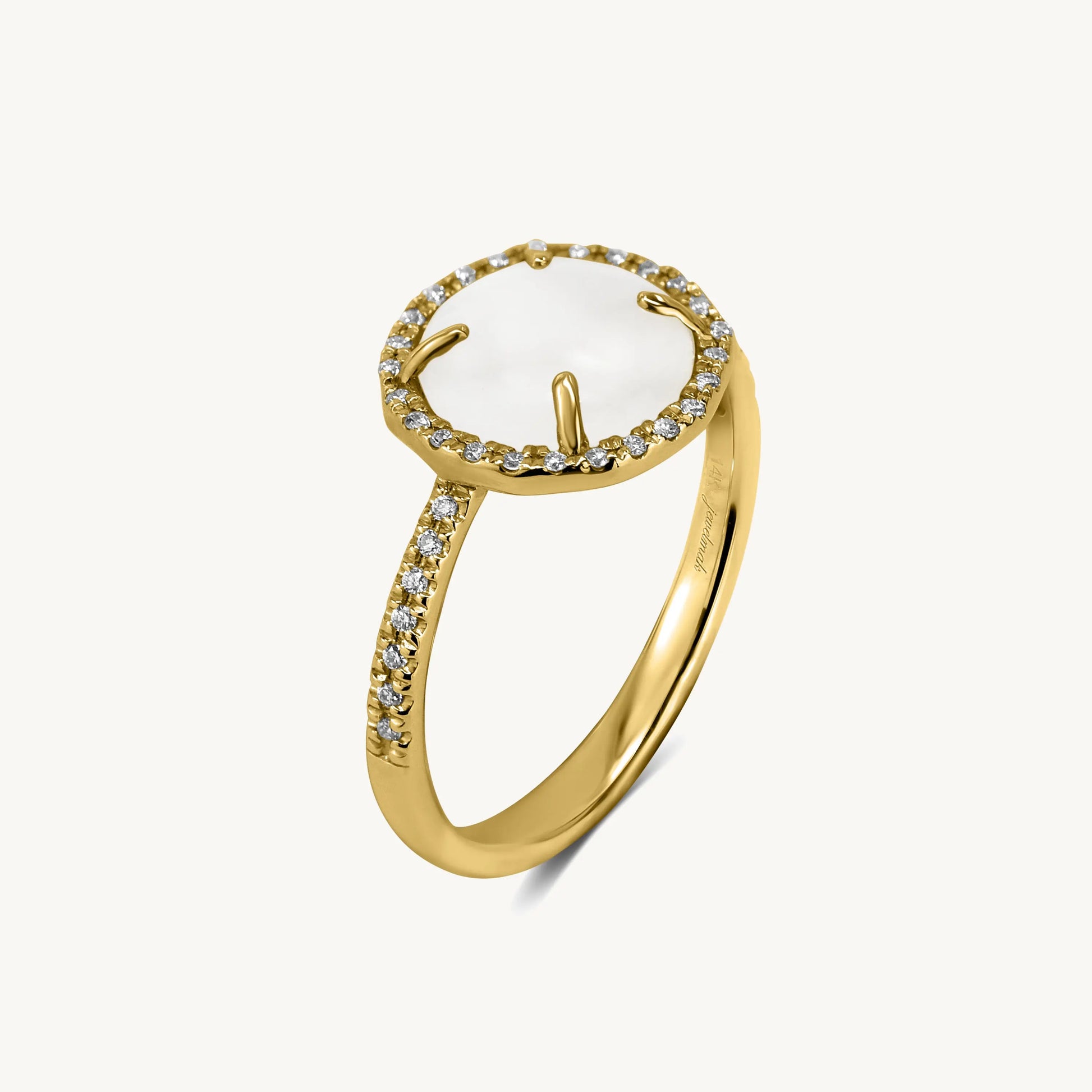 14k Gold Rd/Cab Grey Moonstone Vs Diamond Ring Jewelmak Shop