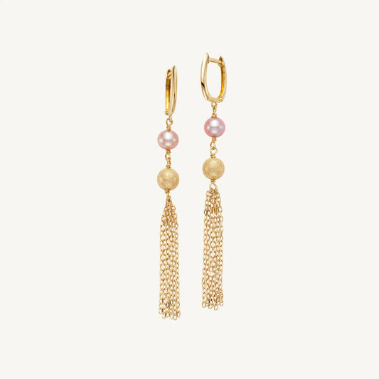 Caden Pink Pearl Fringe Earrings Jewelmak Shop