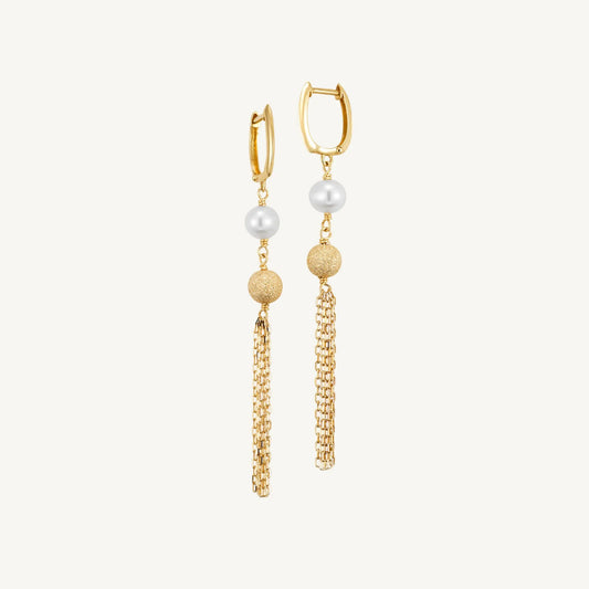 Caden White Pearl Fringe Earrings Jewelmak Shop