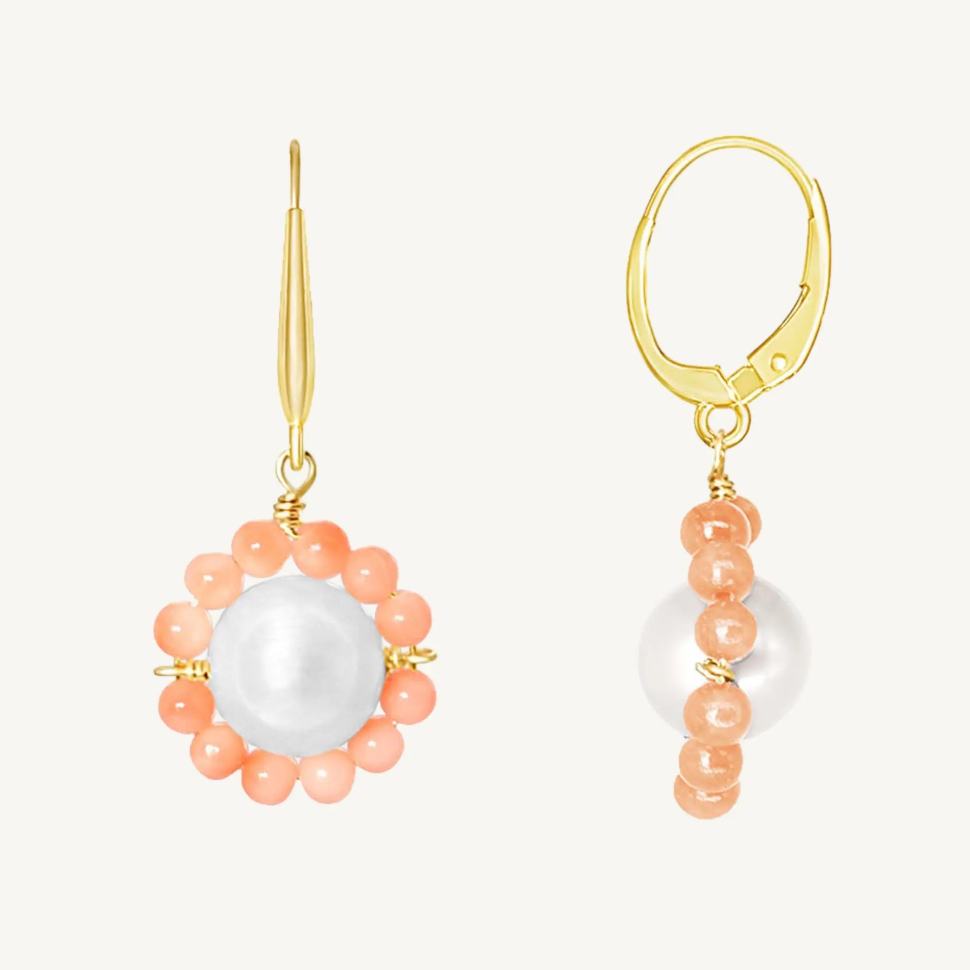 Carly Coral & Pearl Earrings Jewelmak Shop