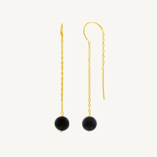 Cove Black Onyx Threader Earrings Jewelmak Shop