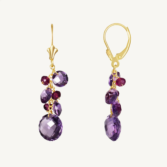 Flora Rhodolite Garnet & Amethyst Earrings Jewelmak Shop