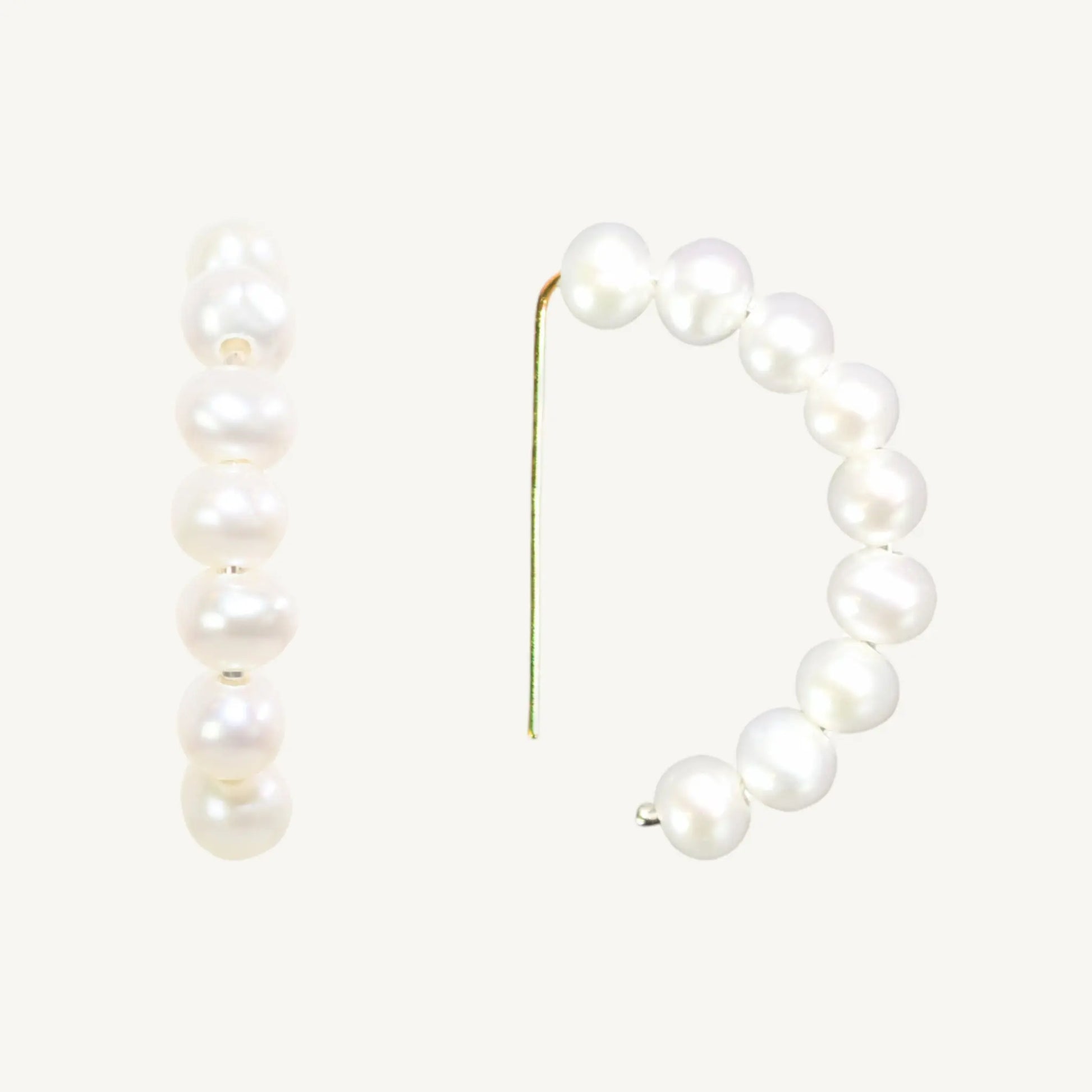 Italia White Pearl Half Hoops Jewelmak Shop