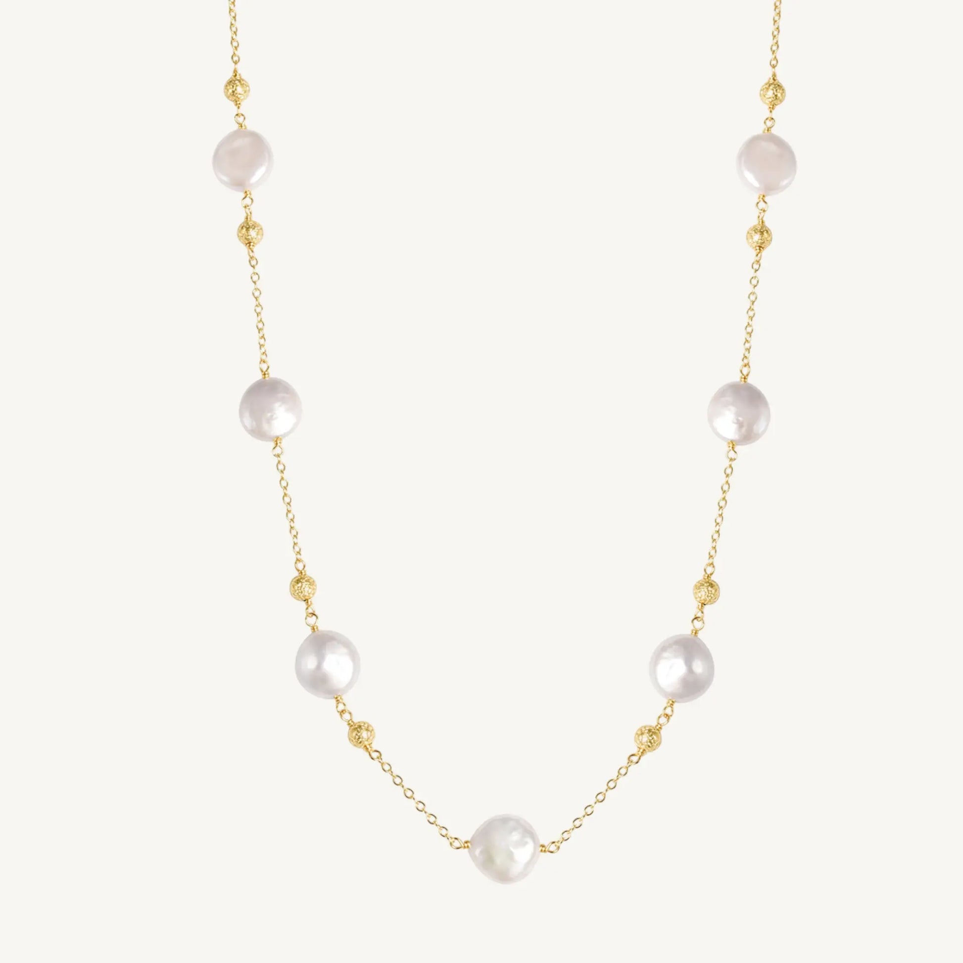 Jasmine White Pearl & Gold Necklace Jewelmak Shop
