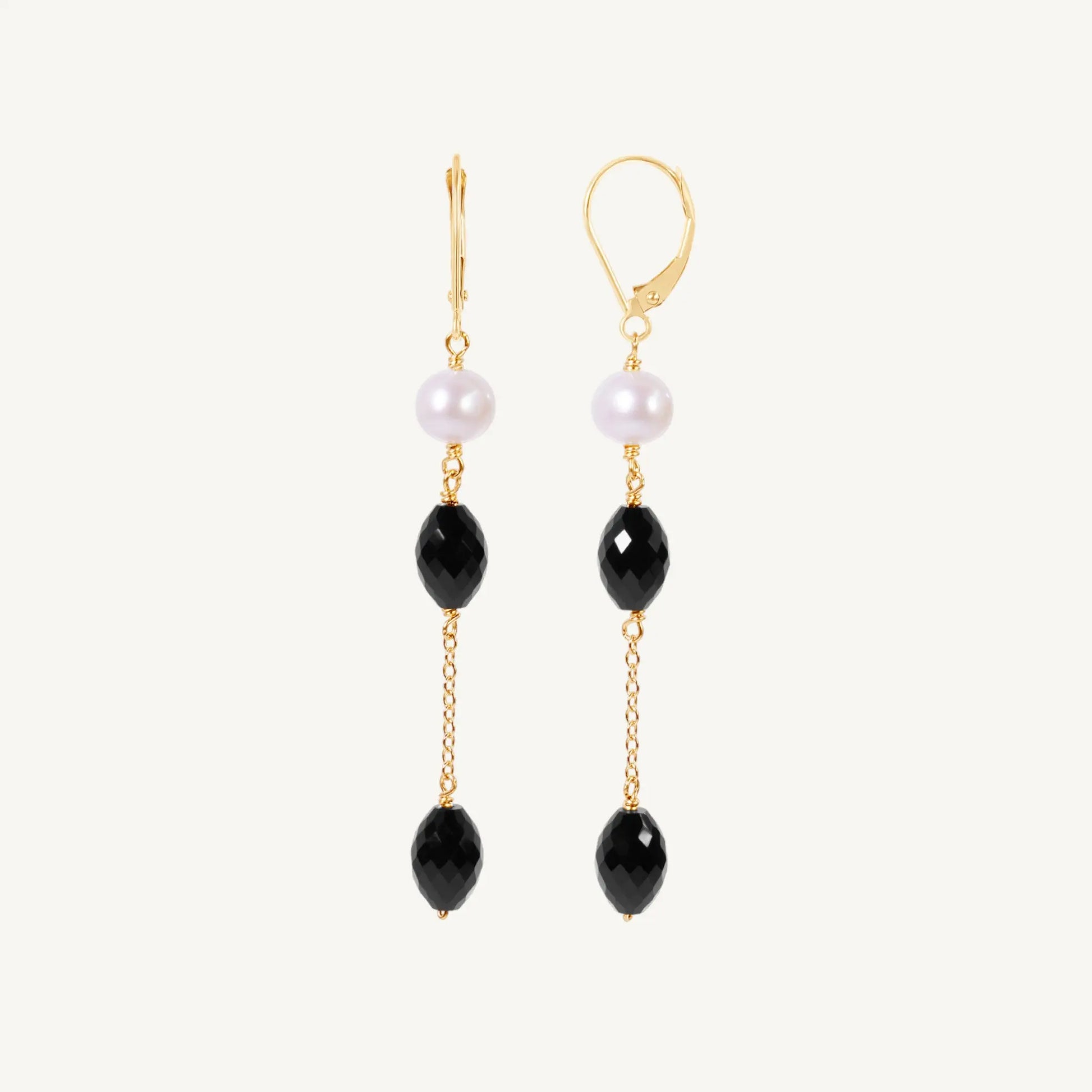 Jeda Black Onyx & Pearl Earrings Jewelmak Shop