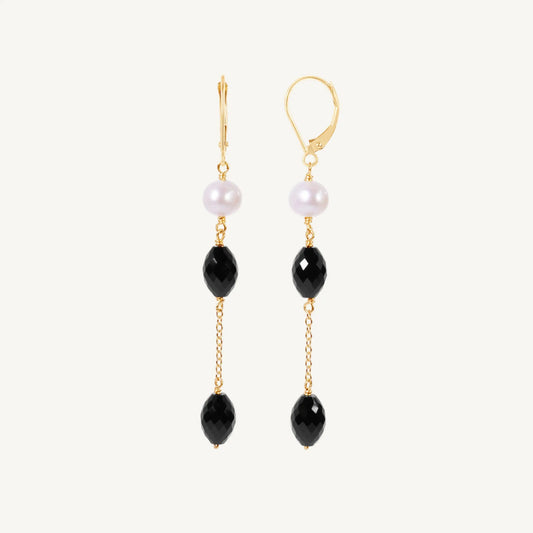 Jeda Black Onyx & Pearl Earrings Jewelmak Shop