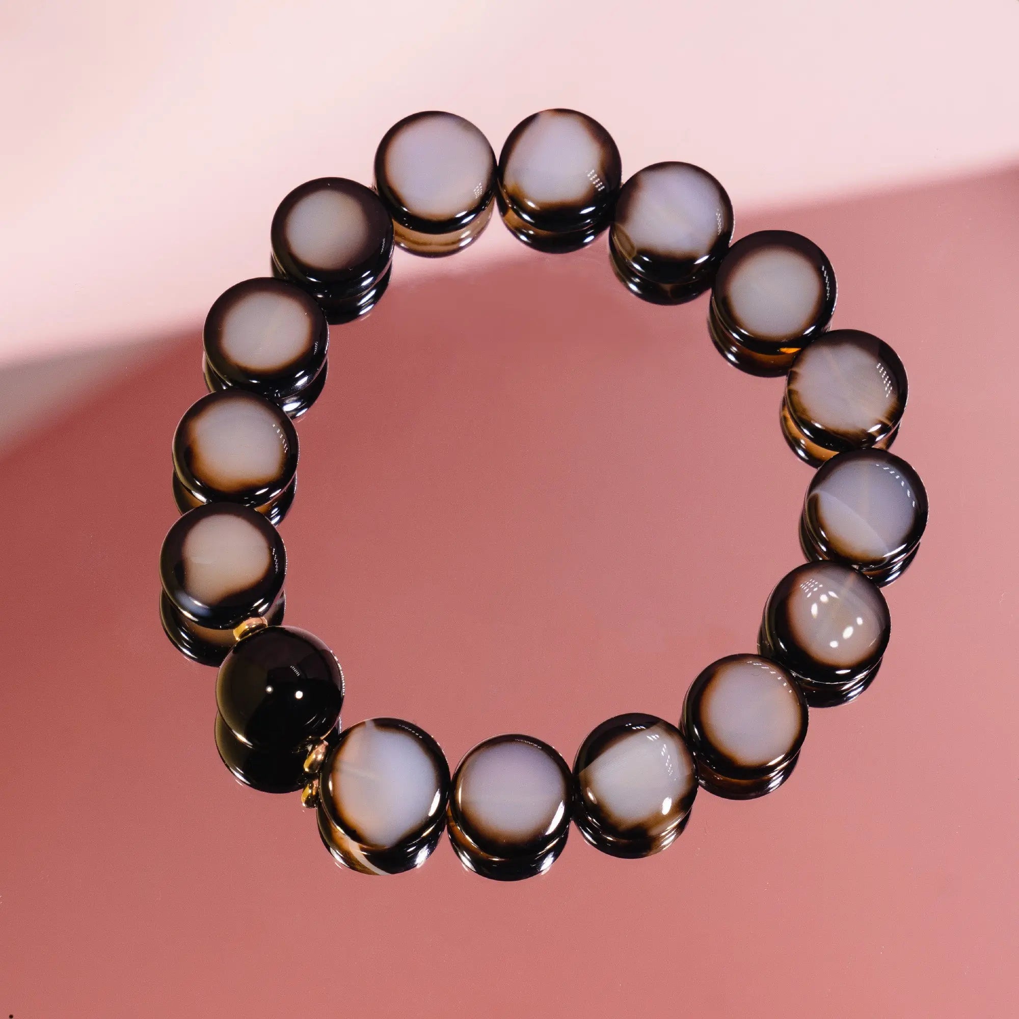 Matte Black Agate Bracelet with Sphere Charm (8 mm) - Crystal Dreams World