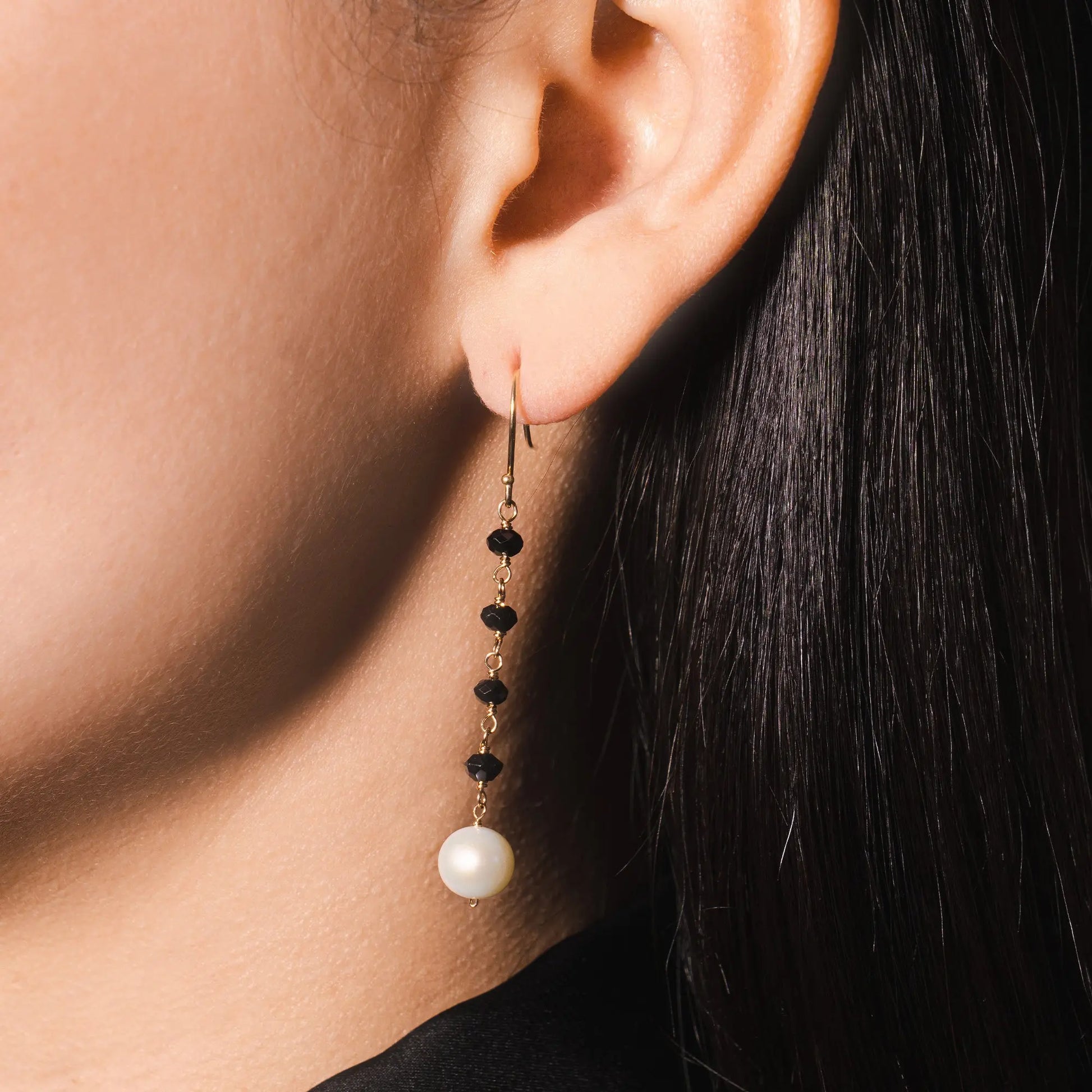 Kris Pearl & Black Spinel Earrings Jewelmak Shop