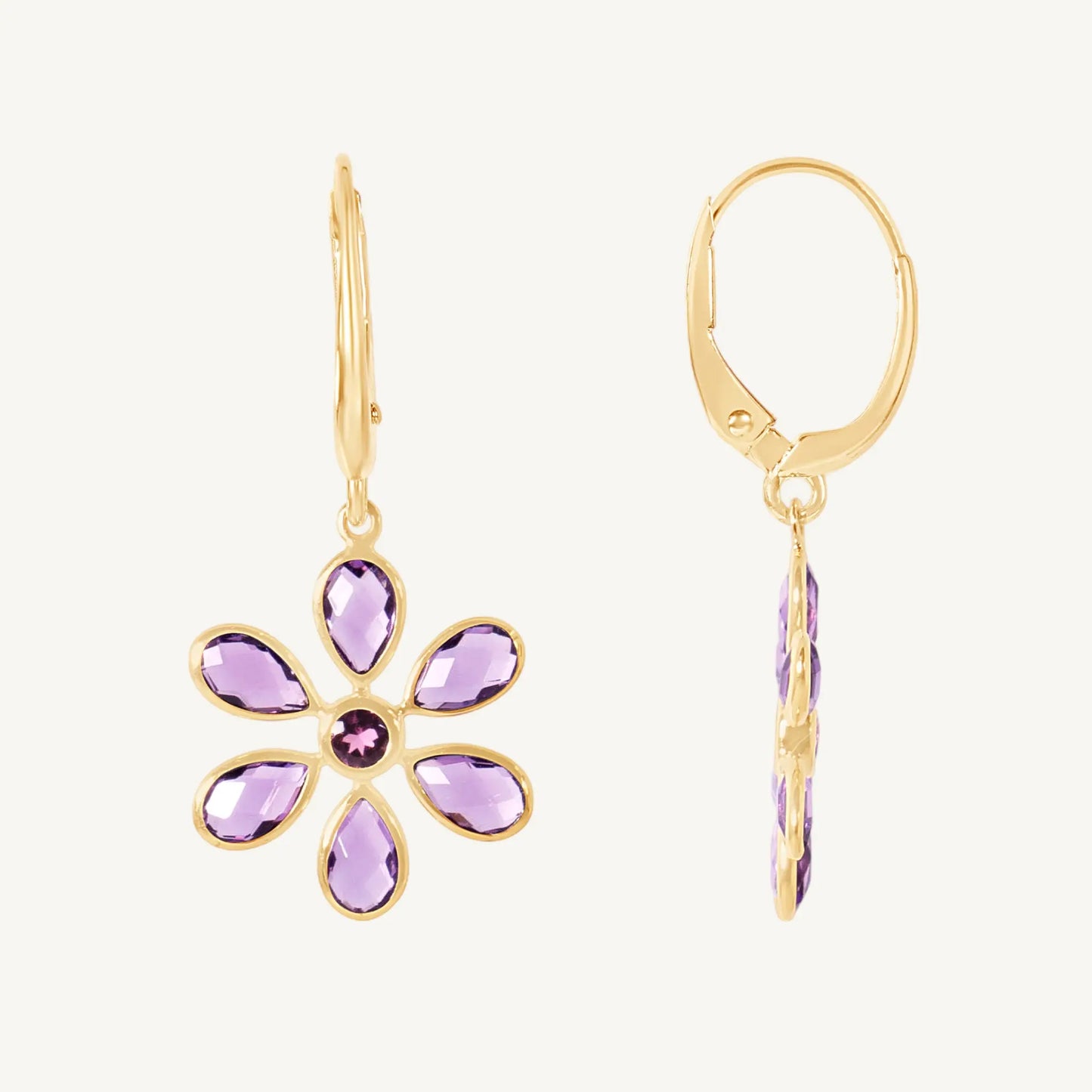 Leandra Amethyst & Tourmaline Flower Earrings Jewelmak Shop
