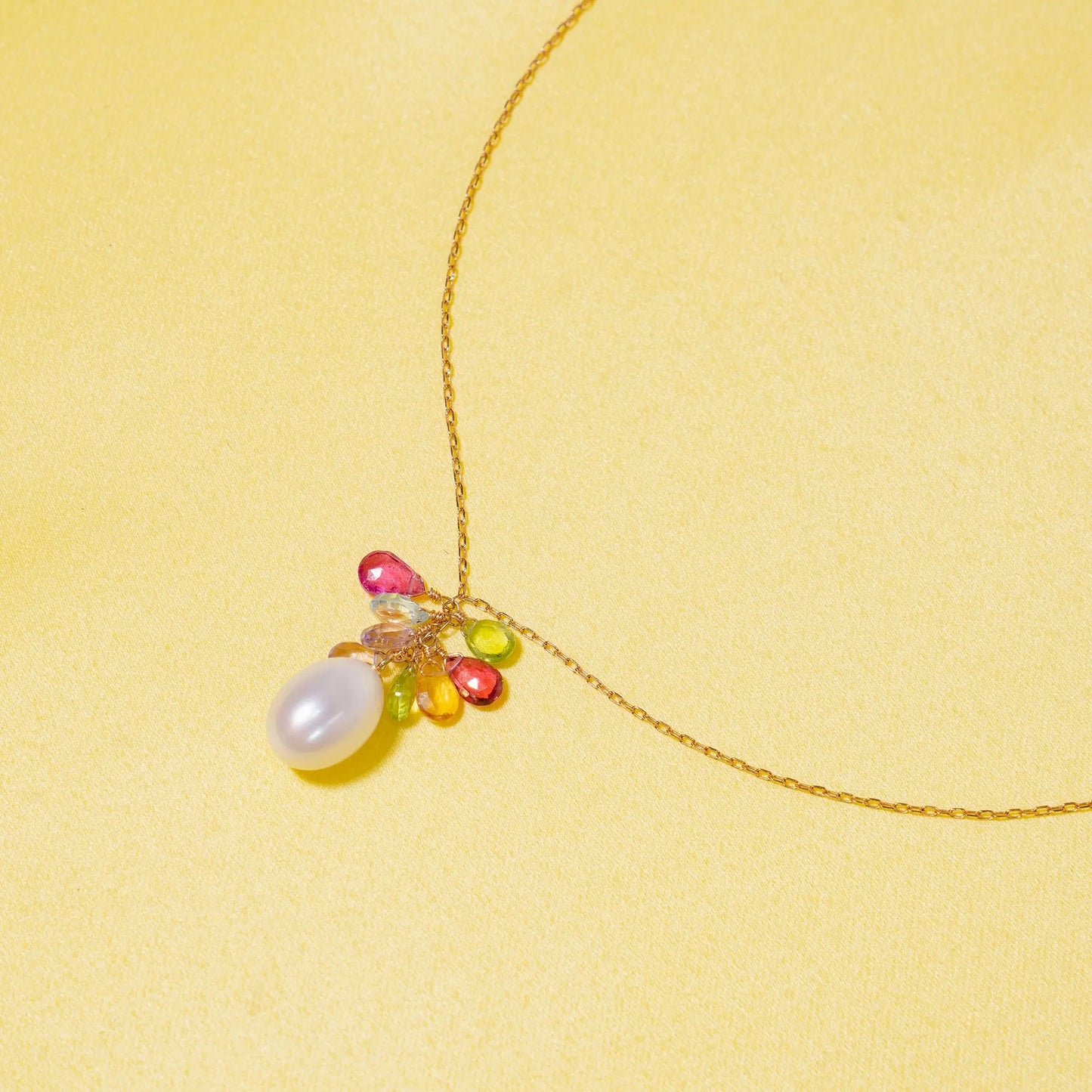 Maddie Pearl & Multi-Gemstones Necklace Jewelmak Shop