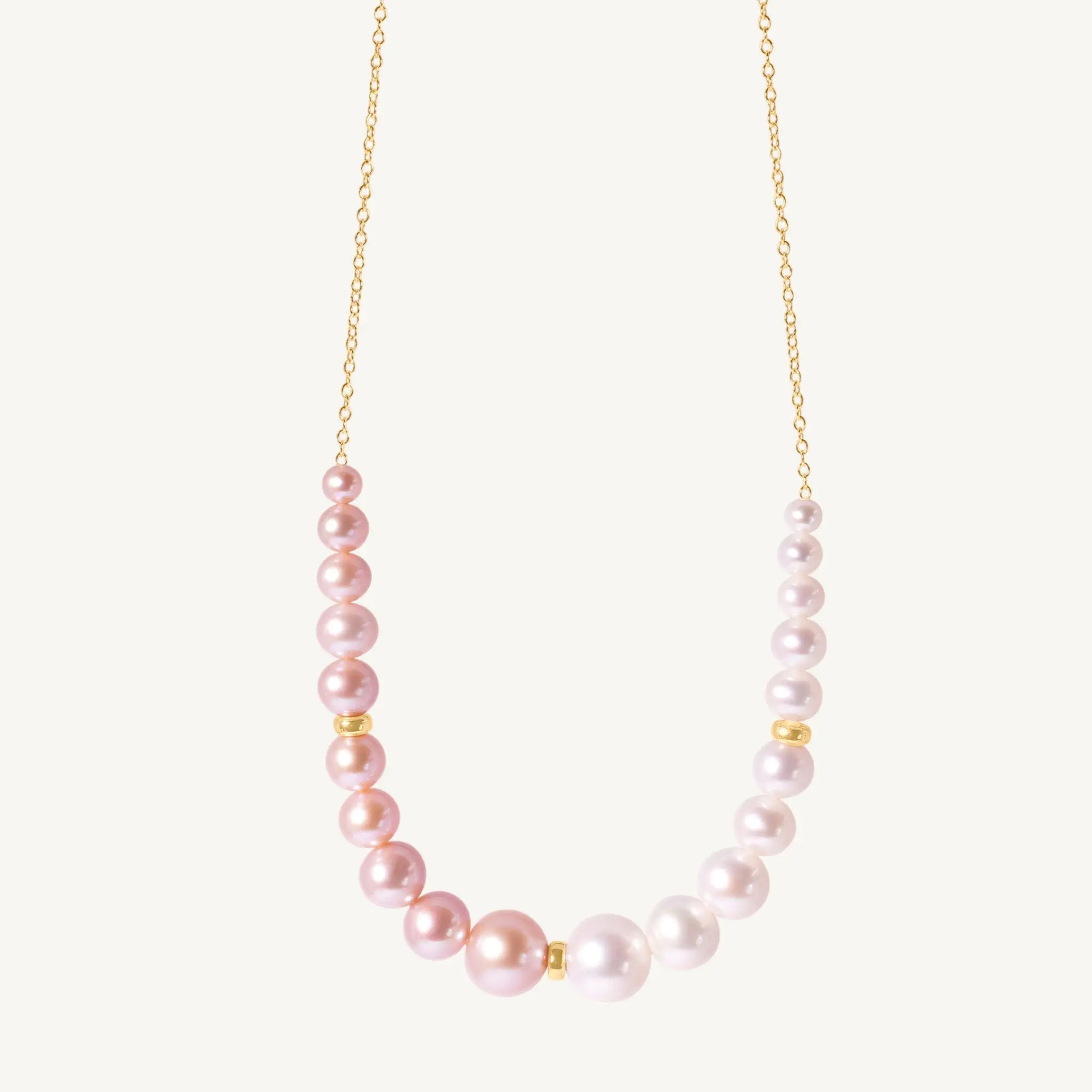 Minnie Pink & White Pearl Necklace Jewelmak Shop