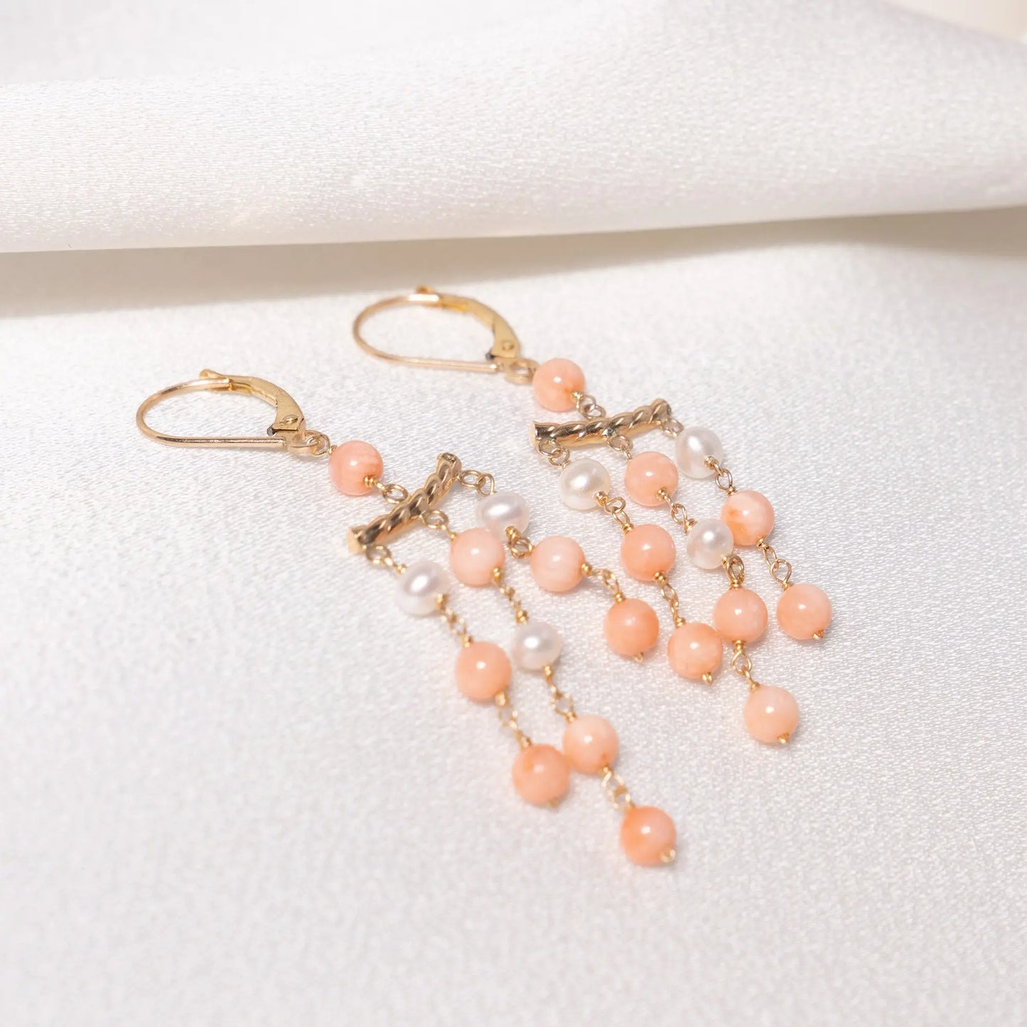 Penelope Coral & Pearl Earrings Jewelmak Shop