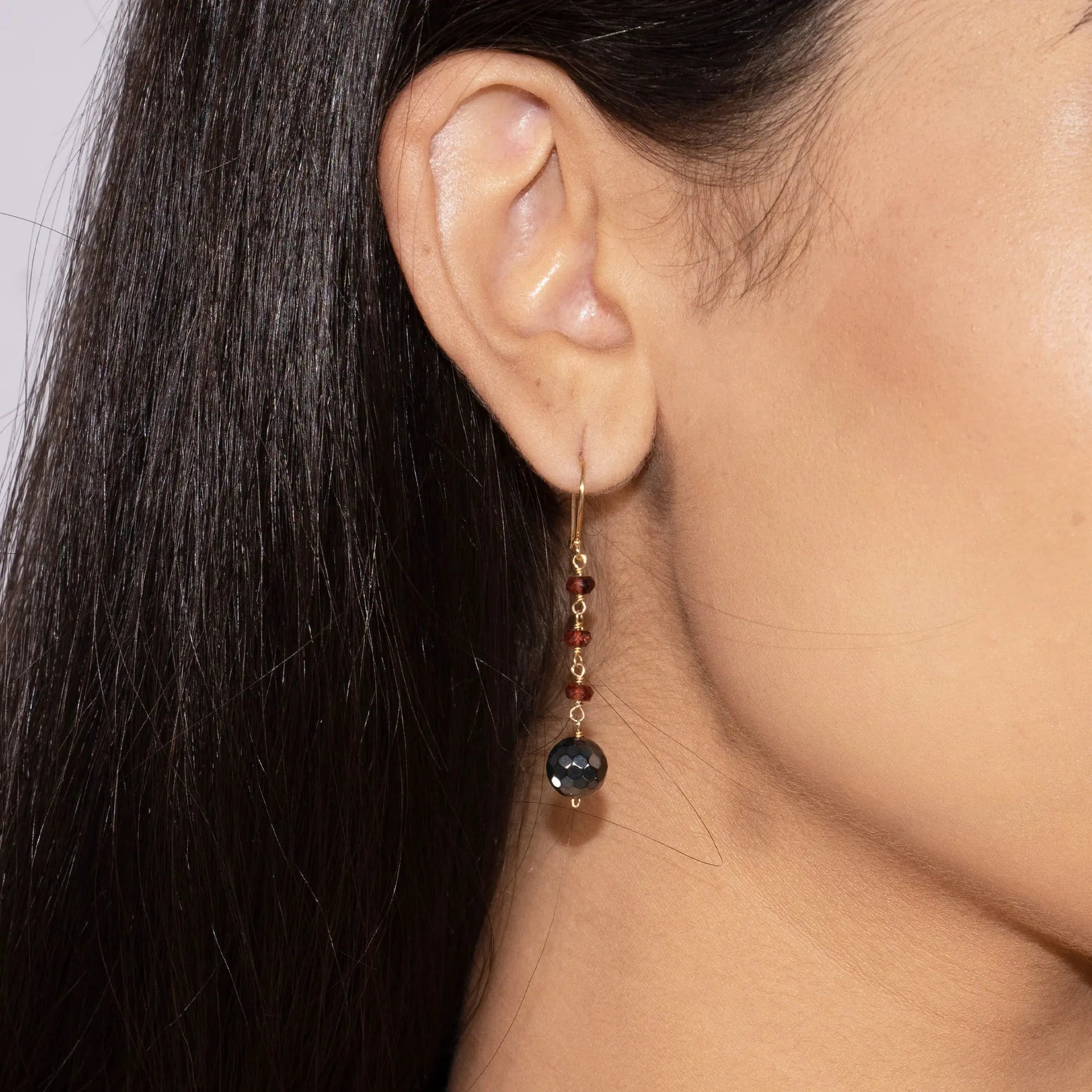 Reign Hematite & Garnet Earrings Jewelmak Shop