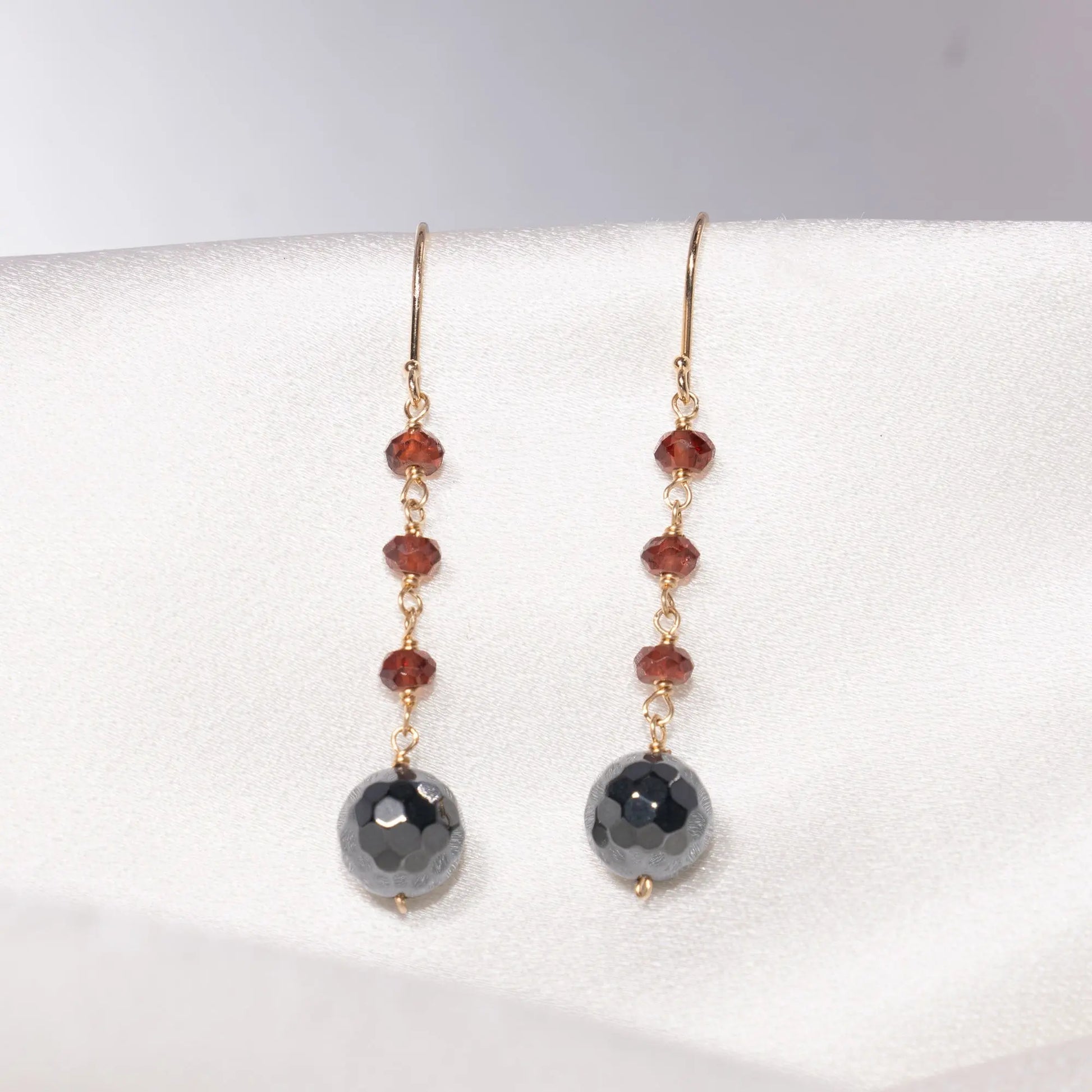 Reign Hematite & Garnet Earrings Jewelmak Shop