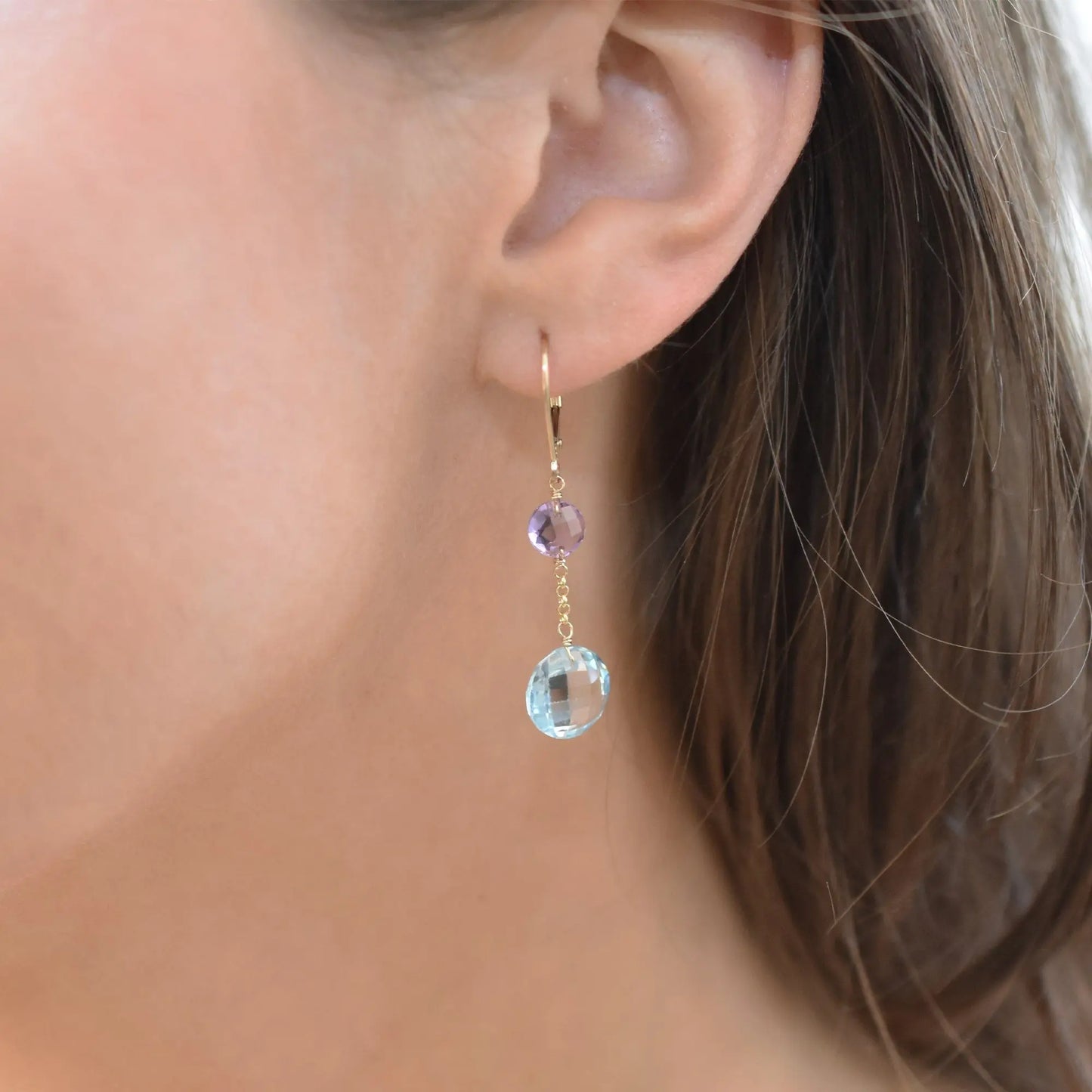 Rochelle Blue Topaz & Amethyst Earrings Jewelmak Shop