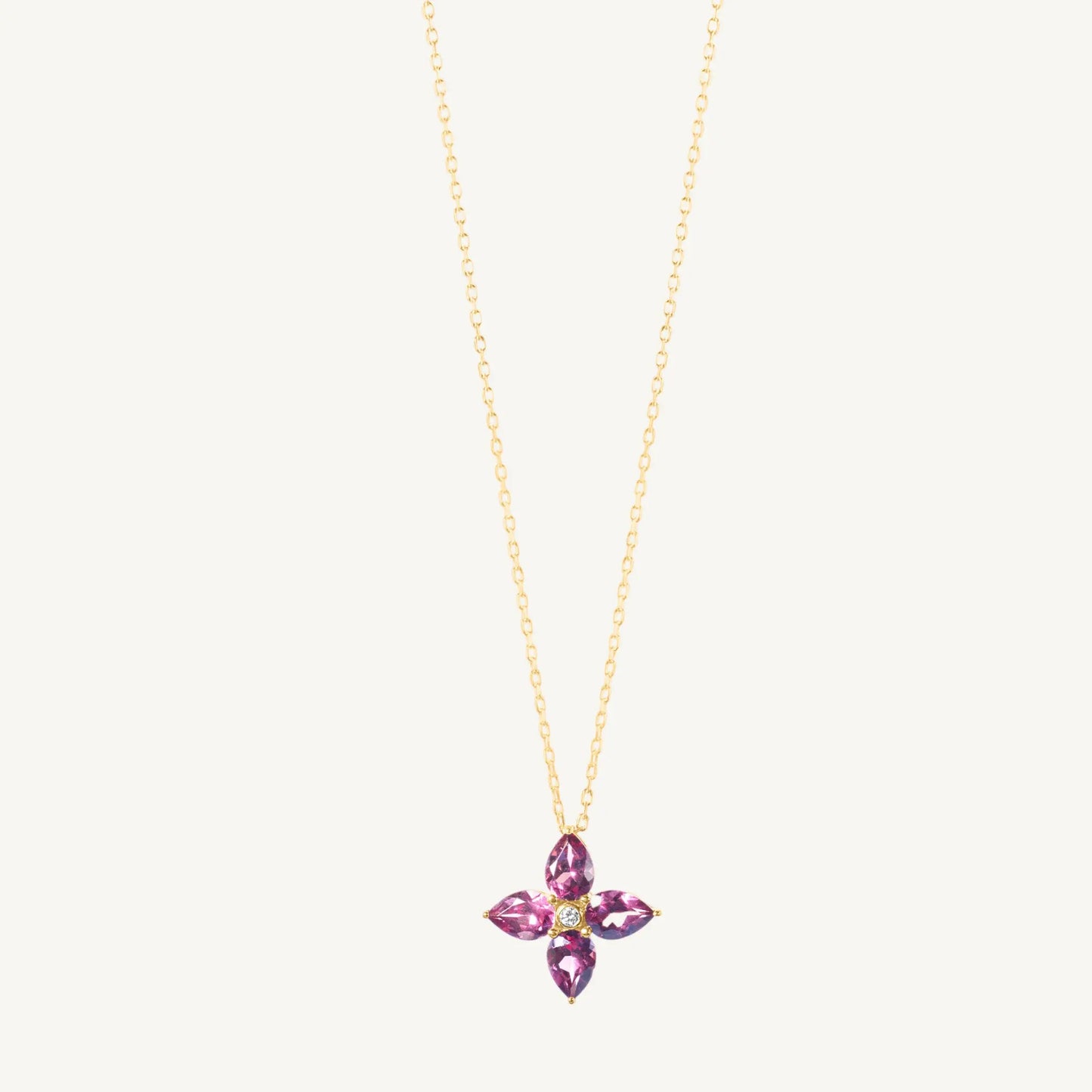 Serafina Rhodolite Garnet & Diamond Necklace 17" Jewelmak Shop