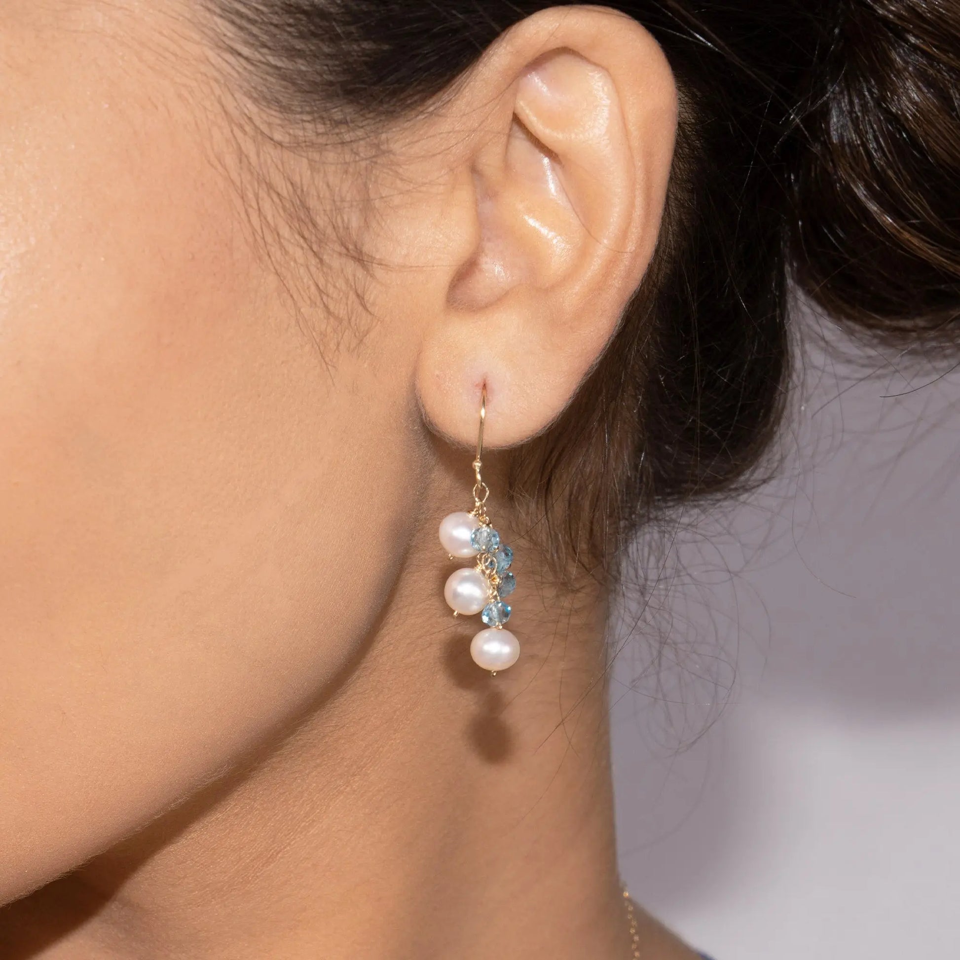 Soleia Pearl & Blue Topaz Earrings Jewelmak Shop