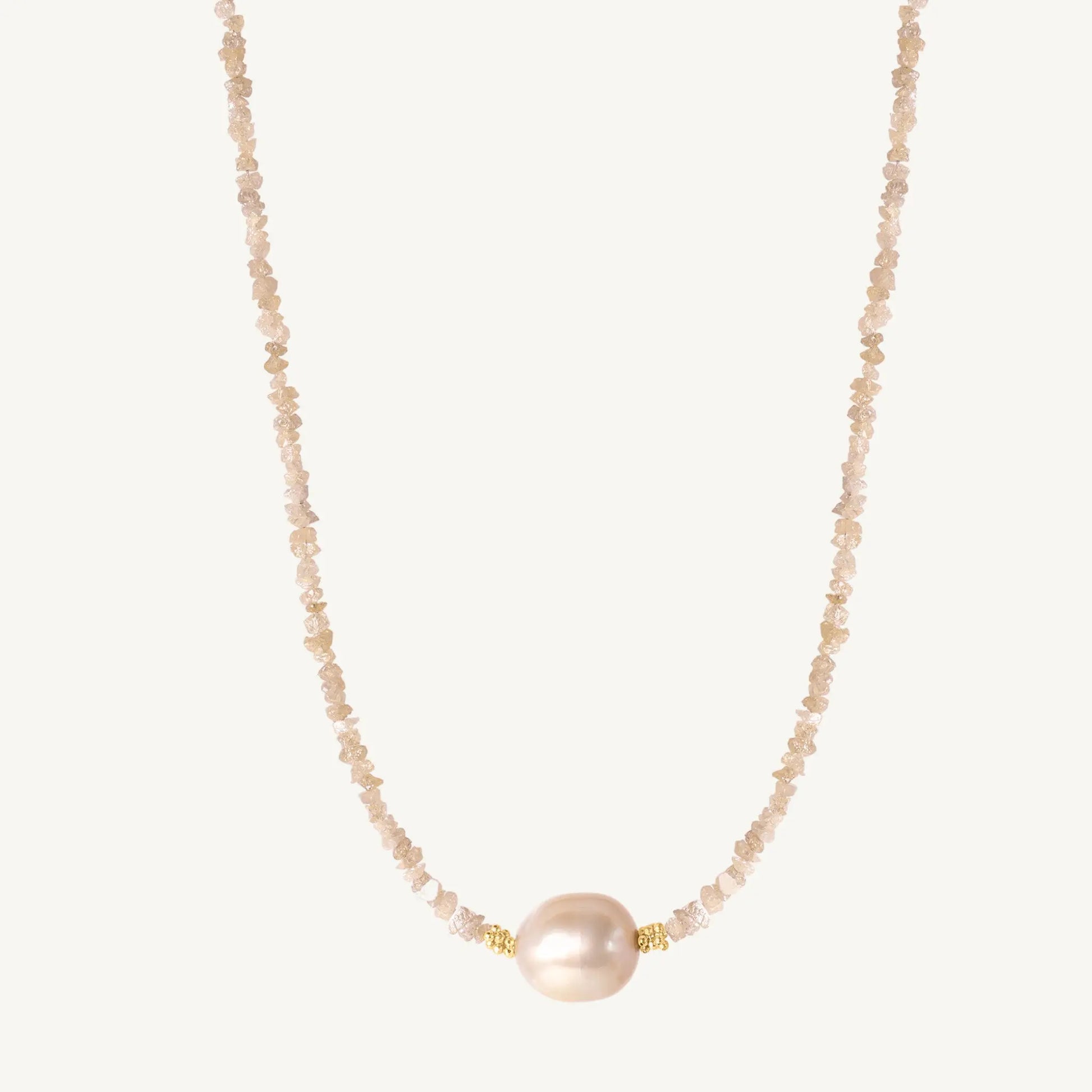 Tia Natural Diamond & South Sea Pearl Necklace 17" Jewelmak Shop