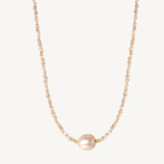 Tia Natural Diamond & South Sea Pearl Necklace 17" Jewelmak Shop