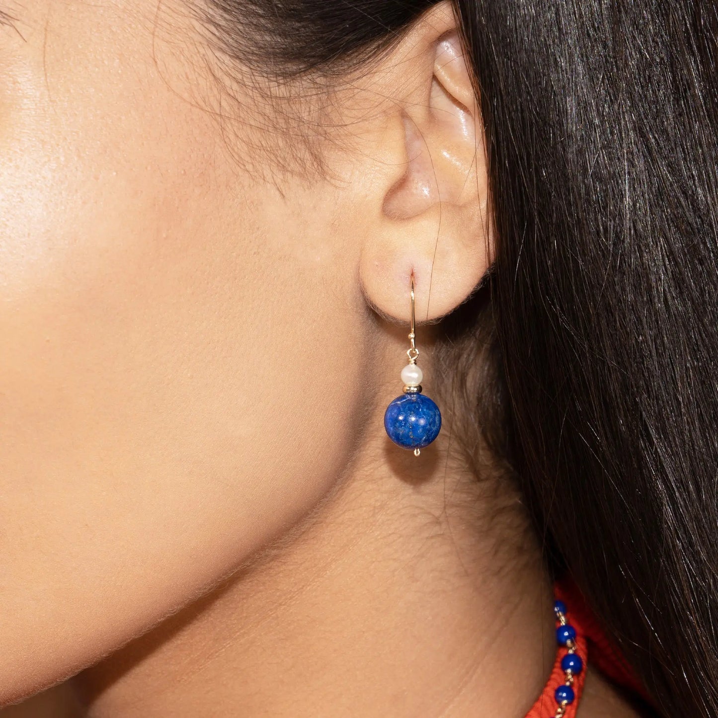 Vanessa Lapis & Pearl Earrings Jewelmak Shop