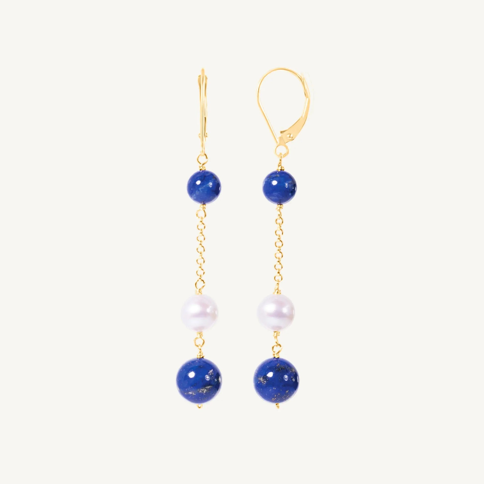 Viviana Lapis & Pearl Earrings Jewelmak Shop