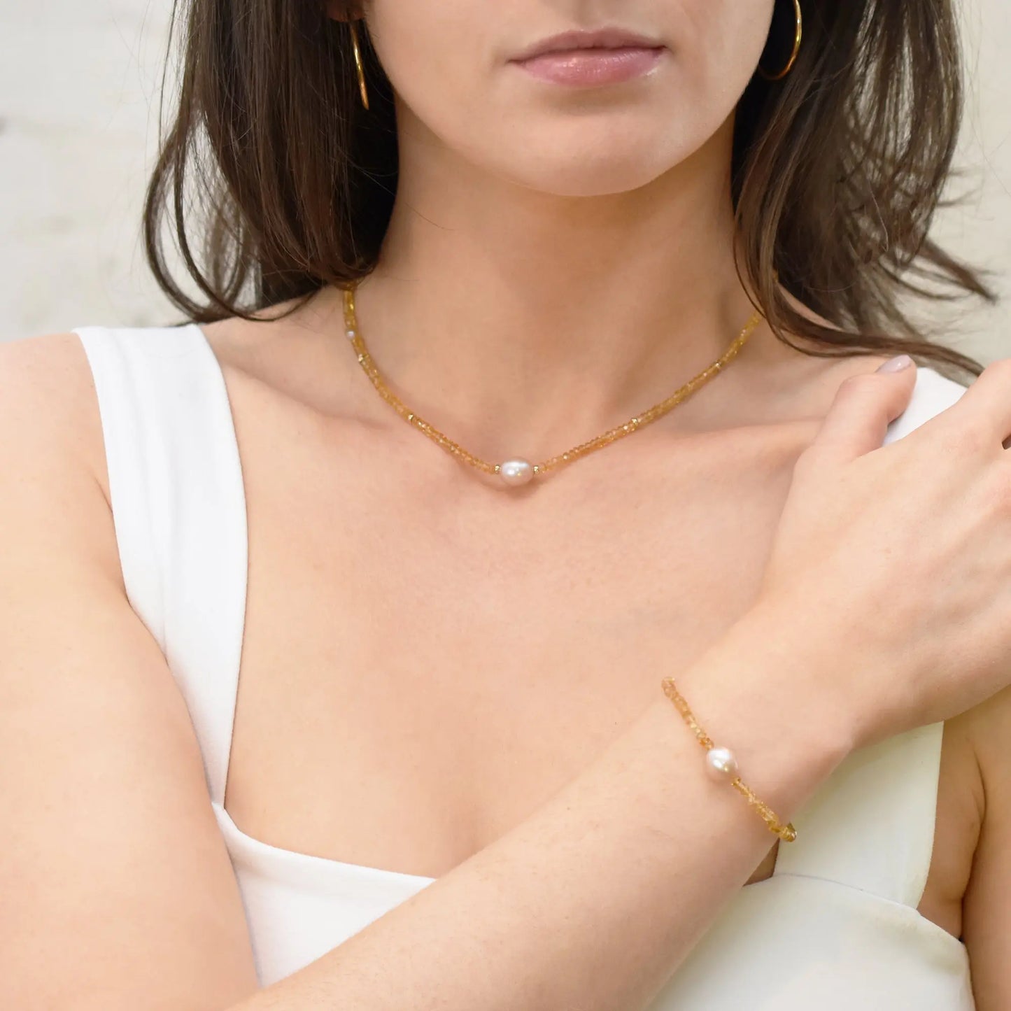 Zoe Citrine & Pearl Bracelet Jewelmak Shop
