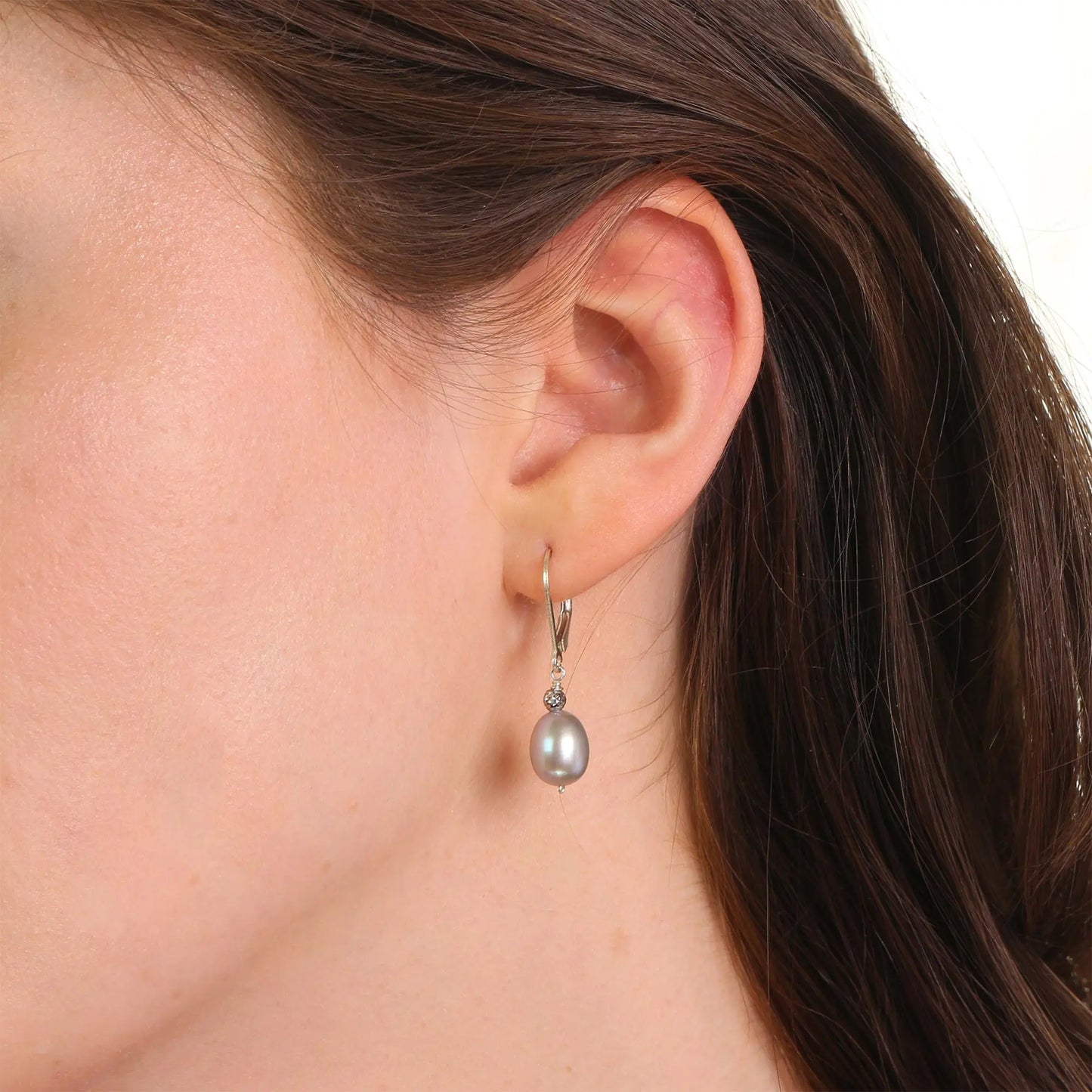 Sterling Silver Grey Freshwater Pearl Leverback Earrings Jewelmak Shop